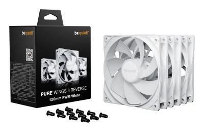 Set 3 ventilatoare be quiet "PURE WINGS 3", 120mm, 1500 RPM max, Rifle Bearing, 80 cfm, 4pin PWM, alb, "BL136" (timbru verde 0.54lei) -