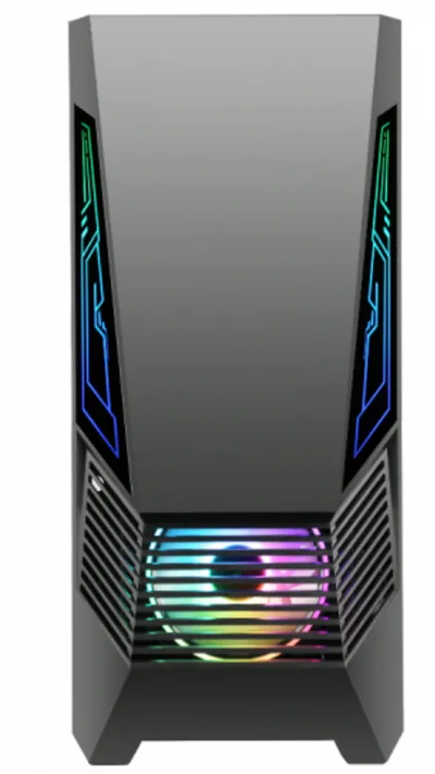 Carcasa gaming Serioux Rogue, tip middle tower, mesh si banda ARGB, Capac superior cu filtru magnetic de praf, panoul lateral: sticla securizata, sasiu: SPCC 0.6T, USB2.0x2+HD Audio, USB 3.0 x1, porturi rezervate pentru ventilator:, față: 1 ventilator RGB