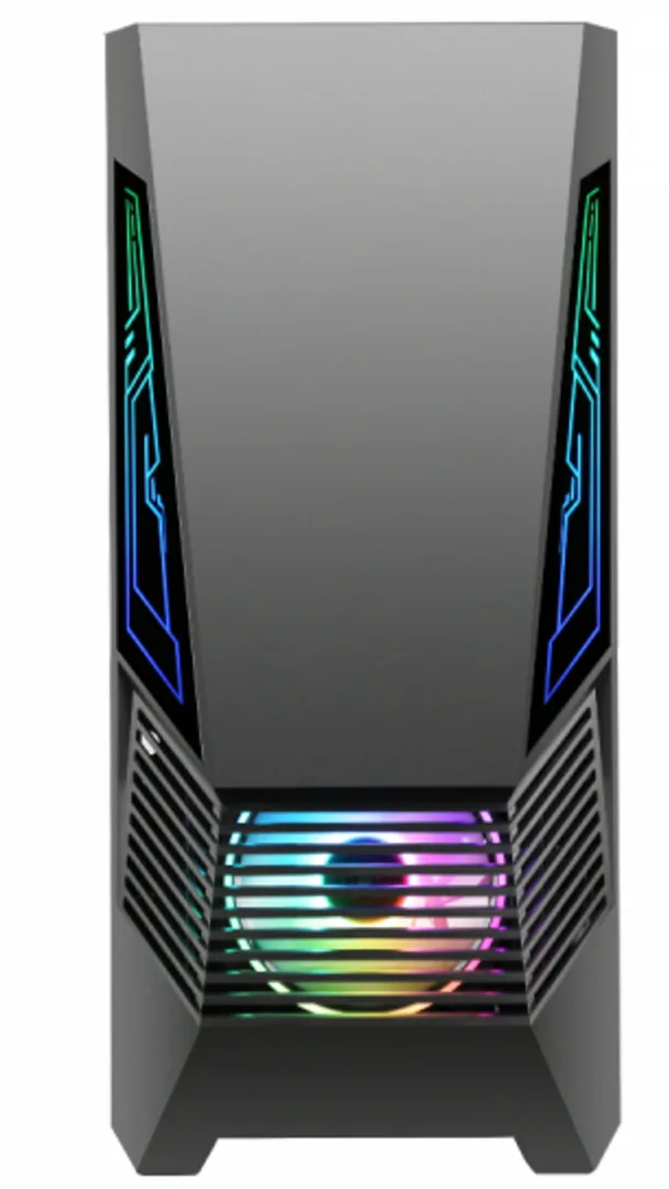 Carcasa gaming Serioux Rogue, tip middle tower, mesh si banda ARGB, Capac superior cu filtru magnetic de praf, panoul lateral: sticla securizata, sasiu: SPCC 0.6T, USB2.0x2+HD Audio, USB 3.0 x1, porturi rezervate pentru ventilator:, față: 1 ventilator RGB