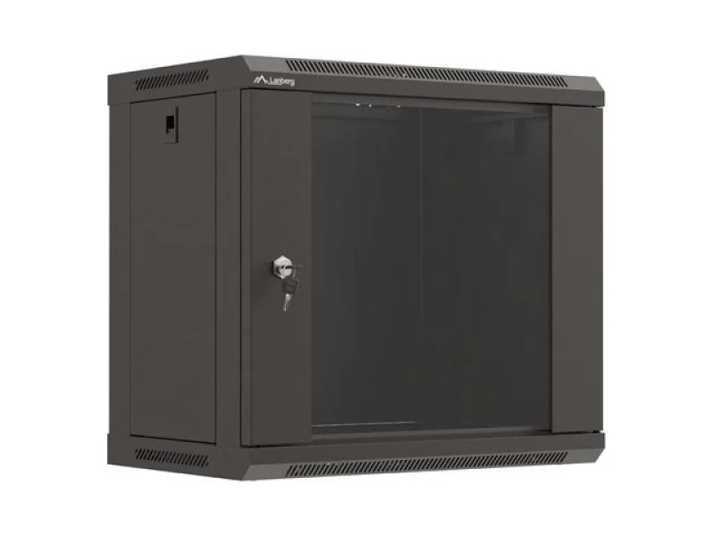 Dulap rack de perete 19", 9U, 540x350 mm, usa din sticla, negru,