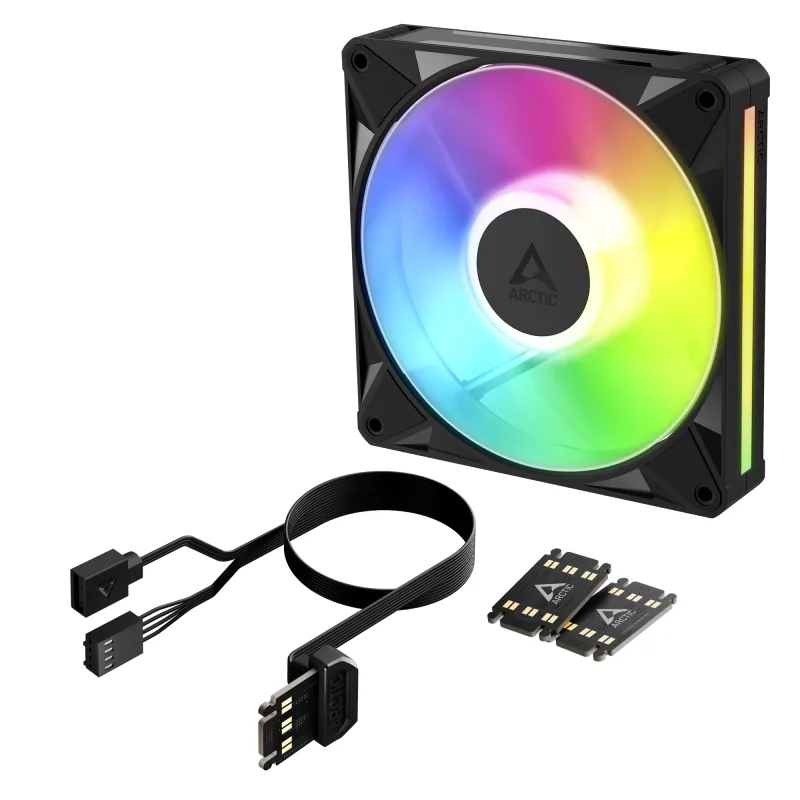 Ventilator Arctic "BioniX P14 A-RGB", 140mm, 450 - 3000 RPM, FDB, 76 cfm, 4-Pin PWM | 3-pin ARGB, negru, "ACFAN00339A" (timbru verde 0.18lei)