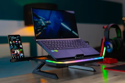STAND Notebook Verbatim Portus X1 Foldable Laptop Stand with RGB "48842" (timbru verde 0.8 lei)