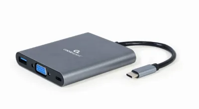 DOCKING Station Gembird universal, 6-in-1, conec PC USB Type C, USB-C x 1, USB-A 3.1 x 1, porturi video HDMIx1, VGAx1, PD  60 W, SD, microSD, Audio, argintiu "A-CM-COMBO6-01" (timbru verde 0.18 lei)