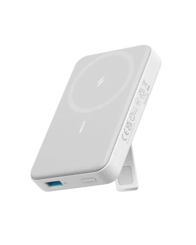 POWER BANK Anker "MagGo" 10.000 mAh, 27W Qi 2.0 15W, suport pliabil, compatibil iPhone 15/14/13/12, 1 x USB-C, afisaj inteligent, 389 g, alb, "A1654G21" (timbru verde 0.98 lei) - 194644173371