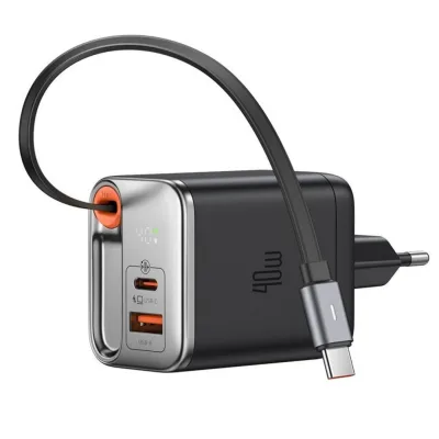 Incarcator Retea Cu Cablu MCDODO FreeGo 1, USB C/ USB A, 65 cm, Negru