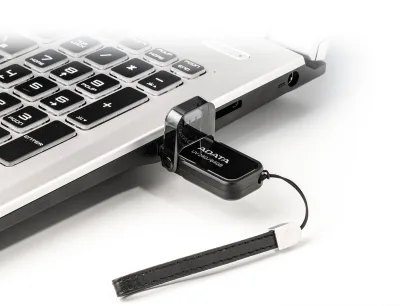 MEMORIE USB 2.0 ADATA 64 GB, cu capac, carcasa plastic, negru, "AUV240-64G-RBK" (timbru verde 0.03 lei)