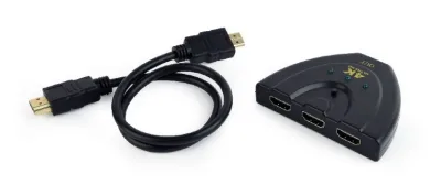 CABLU video GEMBIRD, switch 3 x HDMI (M) la HDMI (T), 0.5m, rezolutie maxima4K UHD (3840 X 2160) la 60 Hz, conecteaza 3 dispozitive
