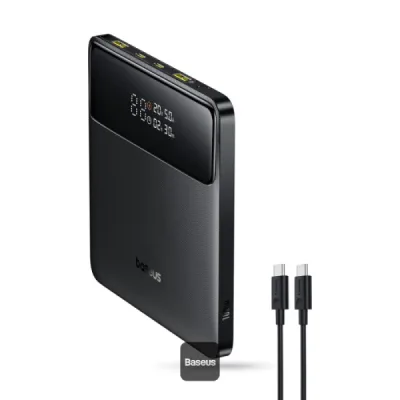 POWER BANK Baseus Blade H1, 20000mAh, PD 100W, ultra thin, 2 x USB; 2 x USB Type-C, display digital pt. status baterie, total 5A, include cablu USB Type-C la USB Type-C, negru, "P10021604123-00" (timbru verde 0.98 lei) - 6932172682446
