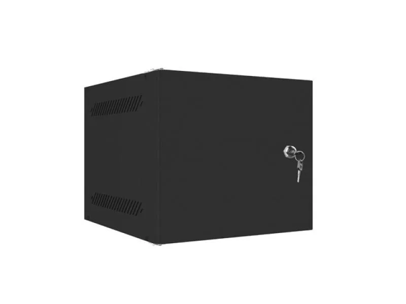 Dulap rack 10" perete 4U / 280x310 pentru auto-asamblare, cu ușă metalică, negru  (flat pack)