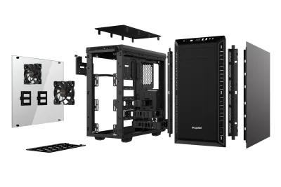 CARCASA be quiet! "PURE BASE 600", Middle Tower, ATX, fara sursa, 2xfan, USB 3.2 gen 1 x 2, audio+mic, PSU shroud, 7 sloturi expansiune, iluminare , argintiu, "BGW21" (timbru verde 0.24lei)