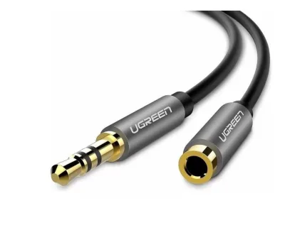 CABLU audio Ugreen, "AV118" stereo 3.5 mm jack (T) la 3.5 mm jack (M),conectori auriti, braided , 1.5 m, negru "40674" (timbru verde 0.18 lei) - 6957303846740