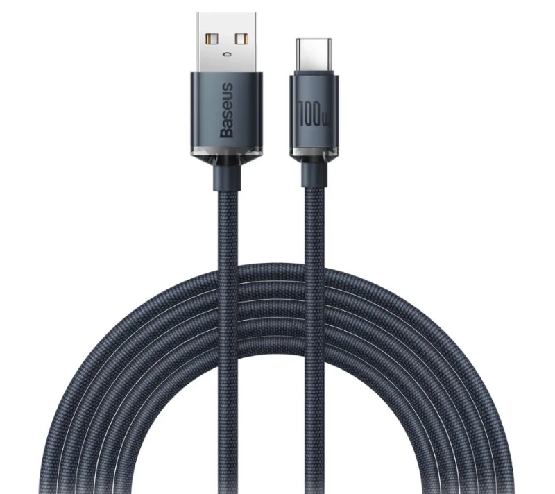 Cablu Baseus Crystal Shine, USB C/ USB A, 2 m, Negru