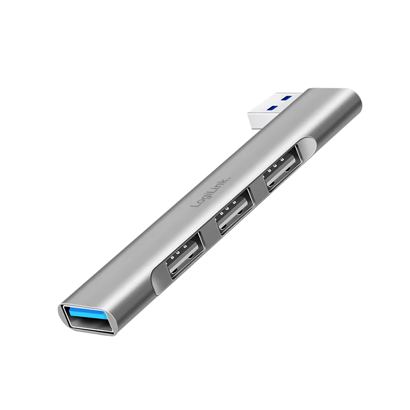 HUB extern LOGILINK, porturi USB: USB-A 3.0 x 1 + USB-A 2.0 x 3, conectare prin USB-A, aluminiu, gri, "UA0436" (timbru verde 0.18 lei)