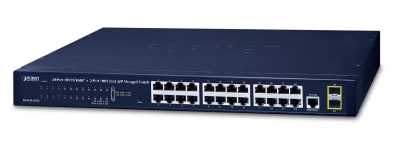 NET SWITCH 24PORT 1000M/GS-4210-24T2S PLANET "GS-4210-24T2S" (timbru verde 2 lei)