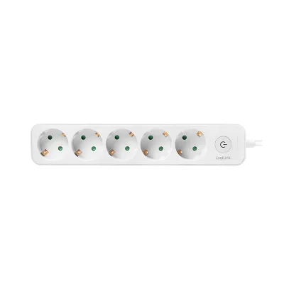 PRELUNGITOR LOGILINK, Schuko x 5, cablu 3G 1.5mm2, 230V/16A, 50 Hz, max. 3600 W, buton intrerupator iluminat, IP20, 1.5m, alb "LPS246" (include TV 0.80lei)