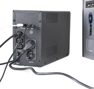 UPS GEMBIRD, Line Int. cu management, mini tower, 2000VA/1200W, AVR, IEC x 3/ Schuko x 2, 2 x baterie 12V/9Ah, display LCD, back-up 1 - 10 min., "EG-UPS-035", (timbru verde 11 lei)