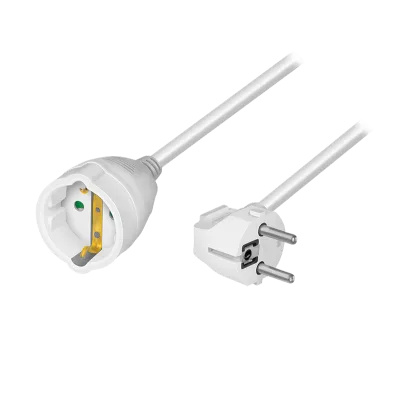 CABLU alimentare LOGILINK prelungitor,  2m, intrare Schuko (T) plug,  iesire Schuko (M) plug 90 grade, 16A, 3500W, 3x1.5mm2, white, "LPS105" (timbru verde 0.08 lei)