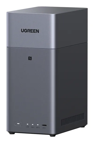 NAS Ugreen "DH2300 Bundle", CPU RK3576 2.0GHz ARM, RAM DDR4 4Gb, SATA 30Tx2, LAN 2.5Gbx1, 1xUSB 3, 1xTypeC, HDMI 2.0 4K, "95998" (timbru verde 7 lei) - 6941876294800