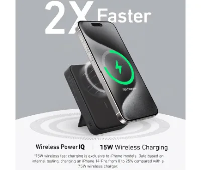 POWER BANK Anker "MagGo" 10.000 mAh, 27W Qi 2.0 15W, suport pliabil, compatibil iPhone 15/14/13/12, 1 x USB-C, afisaj inteligent, 389 g, negru, "A1654G11" (timbru verde 0.98 lei) - 194644173388