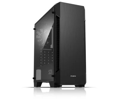 CARCASA Zalman "S3", middle tower, gaming, fara sursa, suporta 8xfan, 1xfan inclus, PSU shroud, USB 3.1 gen1 x 1, USB 2.0 x 2, audio+mic, 7 sloturi expansiune, negru, "S3" (timbru verde 0.08lei)