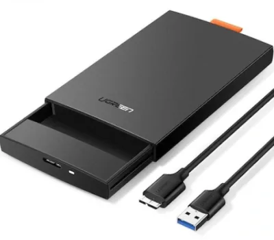 RACK extern Ugreen, "CM237" pt HDD si SSD SATA 2.5" conectare USB 3.0 max 5 Gbps, 1 x 50cm USB to Micro USB 3.0 Cable, ABS, negru "60353" (timbru verde 0.8 lei) - 6957303863532