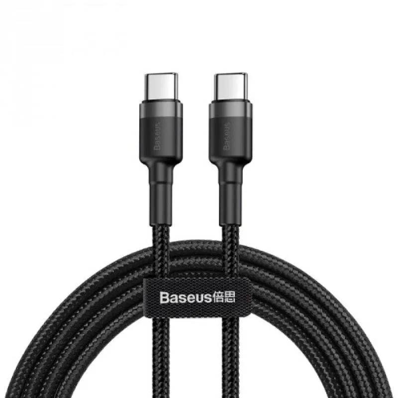Cablu Baseus Cafule, USB C/ USB C, 1 m, gri + negru