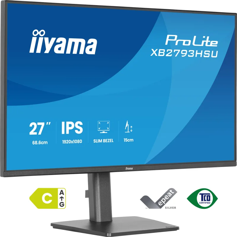 IIYAMA Monitor LED XB2793HSU-B1 27" IPS 1920x1080 120Hz, 16:9. 350cd, 1500:1, 1ms, HDMI, DP, USB HUB, Full Ergo, Pro "XB2793HSU-B1" (timbru verde 7 lei)
