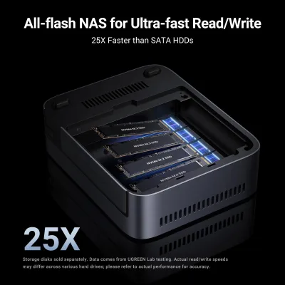 NAS Ugreen "DXP480T Plus", CPU i5 4.40 GHz, RAM DDR5 8Gb max 64Gb, M.2 8Tx4, LAN 10Gbx1, 1xUSB 3.2Gen2, HDMI 2.1 8K, "25892B" (timbru verde 7 lei) - 6941876267484
