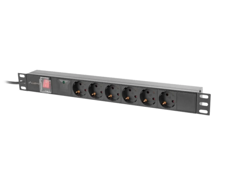 Unitate distributie alimentare PDU 19", 1U, 16A, 6 prize , negru