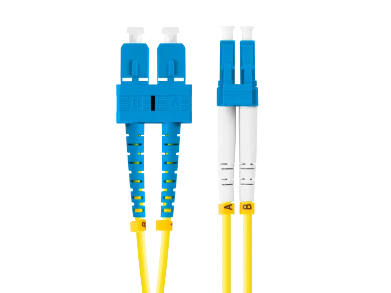 Patch cord fibră SM SC/UPC-LC/UPC duplex 2 m LSZH G657A1 3,0 mm galben