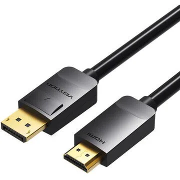 Cablu video Vention, DisplayPort(T) la HDMI(T), 3m, rezolutie maxima 1080p la 60 Hz, conectori auriti, cupru, invelis PVC, negru, "HADBI" (timbru verde 0.18lei) - 6922794733350