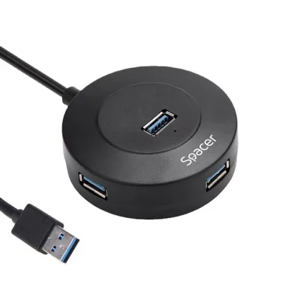 Hub USB SPACER SPHB-USB-4U-02, USB-A, 4 porturi, Negru