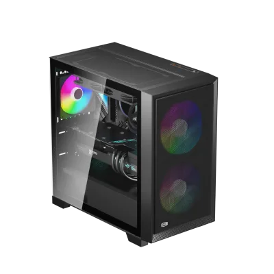 CARCASA PCCOOLER, Mini Tower, mATX, fara sursa, sticla securizata, 2 ventilatoare incluse, iluminare ARGB, negru, USB 3.2 gen 2 x 2, mic, audio, "C3D310 ARGB BK"