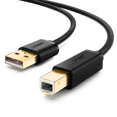 CABLU USB Ugreen pt. imprimanta, "US135" USB 2.0 (T) la USB 2.0 Type-B (T), 1.5m, conectori auriti, negru, "10350" (timbru verde 0.08 lei) - 6957303813506