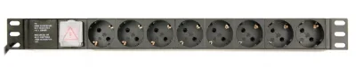 PDU GEMBIRD 1U pt. rack 19 inch, 8 prize Schuko, intrare IEC, max 10 A, on/off, 3 m, "EG-PDU-014-C14" (timbru verde 0.8 lei)