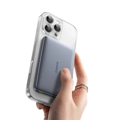 POWER BANK Baseus PicoGo AM41 Ultra-Slim, 10000mAh, 27W, prindere magnetica incarcare wireless Qi2, 15W, 1 x USB Type-C, include cablu USB Type-C la USB Type-C 30cm, gri, "E0027200" (timbru verde 0.98 lei) - 6932172691424