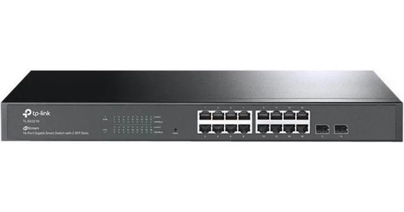 "JetStream™ 16-Port Gigabit Smart Switch with 2 Gigabit SFP Slots PORT: 16× Gigabit RJ45 Ports, 2× Gigabit SFP Slots SPEC: 1U 19-inch Rack-mountable Steel Case FEATURE: Integration with JetStream™ SDN Controller, Static Routing, 802.1Q VLAN,