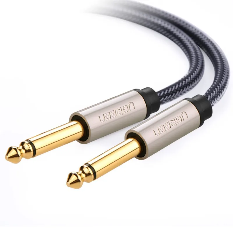 CABLU audio Ugreen, "AV128" TRS jack 6.5 mm (T) la jack 6.5 mm(T), lungime 1m, gri "10636" (timbru verde 0.18 lei) - 6957303816361