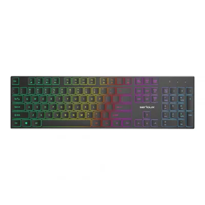 Tastatură office cu iluminare * Mod: USB cu fir * Număr tastă: 104 * Material: ABS * Culoare: Negru * Layout: SUA * Tip interfață: USB * Dimensiune: 438*126*26 mm * Compatibil cu Windows 2000/XP/Vista/Windows7/8/10/Mac
