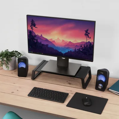 TRUST MONTA GLASS MONITOR STAND BLK "25271"