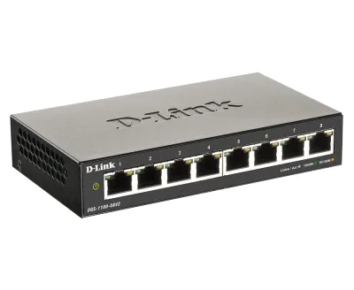 SWITCH D-LINK SMART  8 porturi Gigabit  carcasa metalica, "DGS-1100-08V2" (timbru verde 2 lei)
