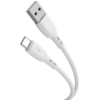 Cablu Lemontti Wind Fast Charge USB-A la Type-C, lungime 1.2m, Alb