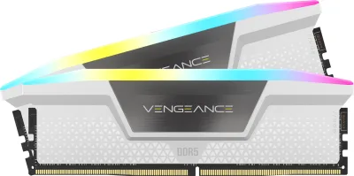 Corsair Memorie DDR5, 32 GB, KIT 2 x 16 GB, 6000MT/s, C30, 1.4V, Alb, VENGEANCE RGB "CMH32GX5M2B6000Z30W"