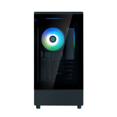 CARCASA Zalman "P10", mini tower, gaming, fara sursa, suporta 7xfan, 1xfan inclus, USB 3.1 gen1 x 1, USB Type-C, audio+mic, 5 sloturi expansiune, negru, "P10 Black" (timbru verde 0.08lei)
