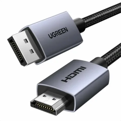 CABLU video Ugreen, "DP125" DP (T) la HDMI (T), 4K/30Hz, lungime 1.5m, braided, negru "35841" (timbru verde 0.08 lei) - 6941876238415