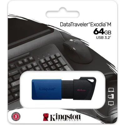Memorie USB Kingston DataTraveler Exodia M 64 GB, USB 3.2, Negru