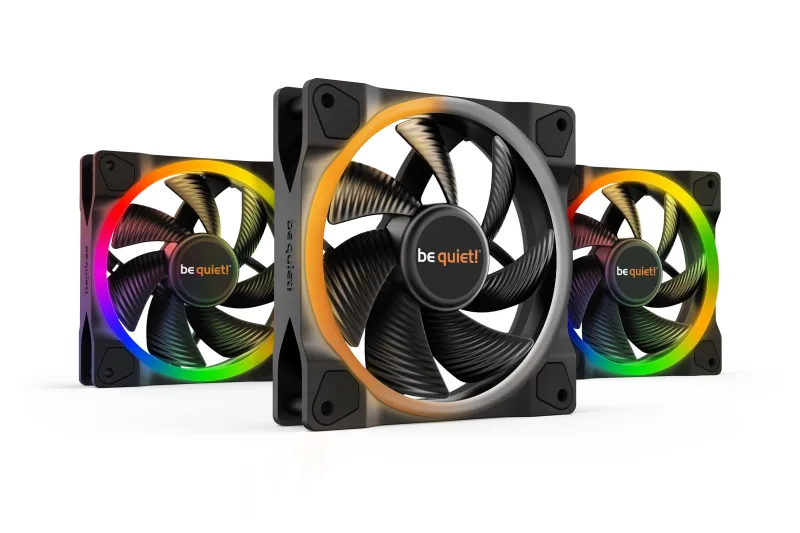 Set 3 ventilatoare be quiet! "LIGHT WINGS"120mm 1700 rpm, Rifle bearing, 4-pin PWM, ARGB LED, "BL076" (timbru verde 0.54 lei)