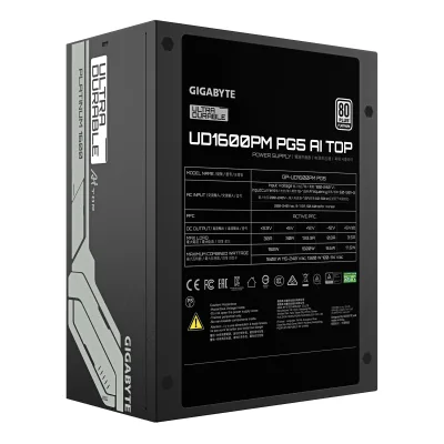 Sursa GIGABYTE UD1600PM PG5 AI TOP, 1600W, 80+ Platinum, Full Modulara, Negru "UD1600PM PG5 AI TOP" (timbru verde 2 lei)
