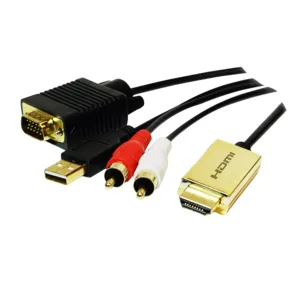 CABLU video LOGILINK, splitter HDMI (T) la VGA (T) + 2 x RCA (T) + USB 2.0, 2m, rezolutie maxima 720p, negru, "CV0052A" (timbru verde 0.8 lei)