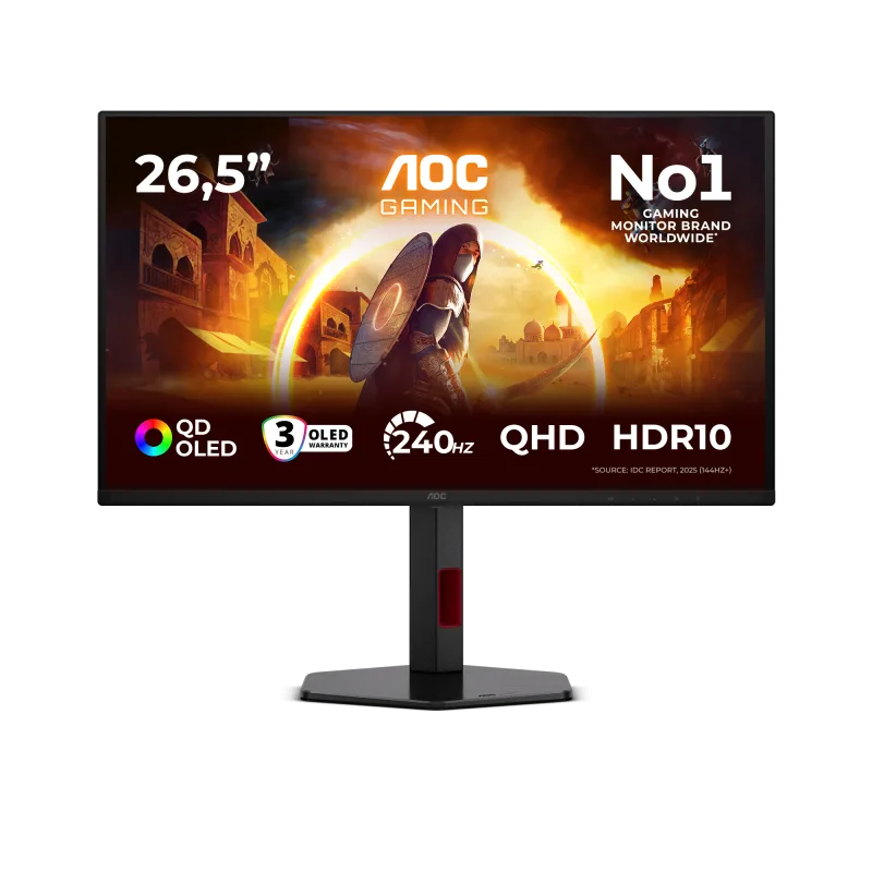 Monitor Gaming AOC Q27G4ZDR, 26.5", 2560 x 1440 pixeli, Black, Red, 3 ani Garantie